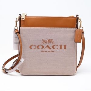 New Coach Kitt Horse and Carriage Jacquard and Leather Crossbody Bag Amb…
